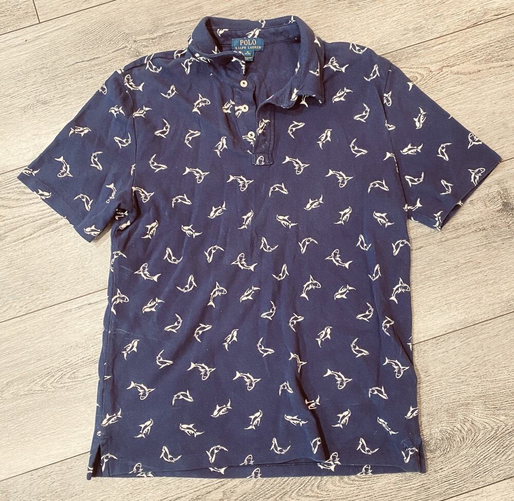 Polo Ralph Lauren Shirt Big Boys XL 18-20 Shark Week All Over Print AOP Nautical